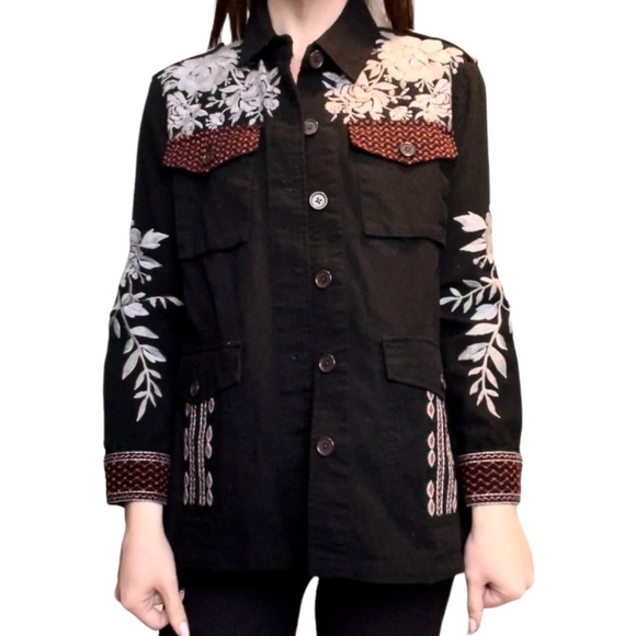 Johnny Was Jackets & Blazers - Johnny Was workshop Surya Embroidered Military Jacket S shacket